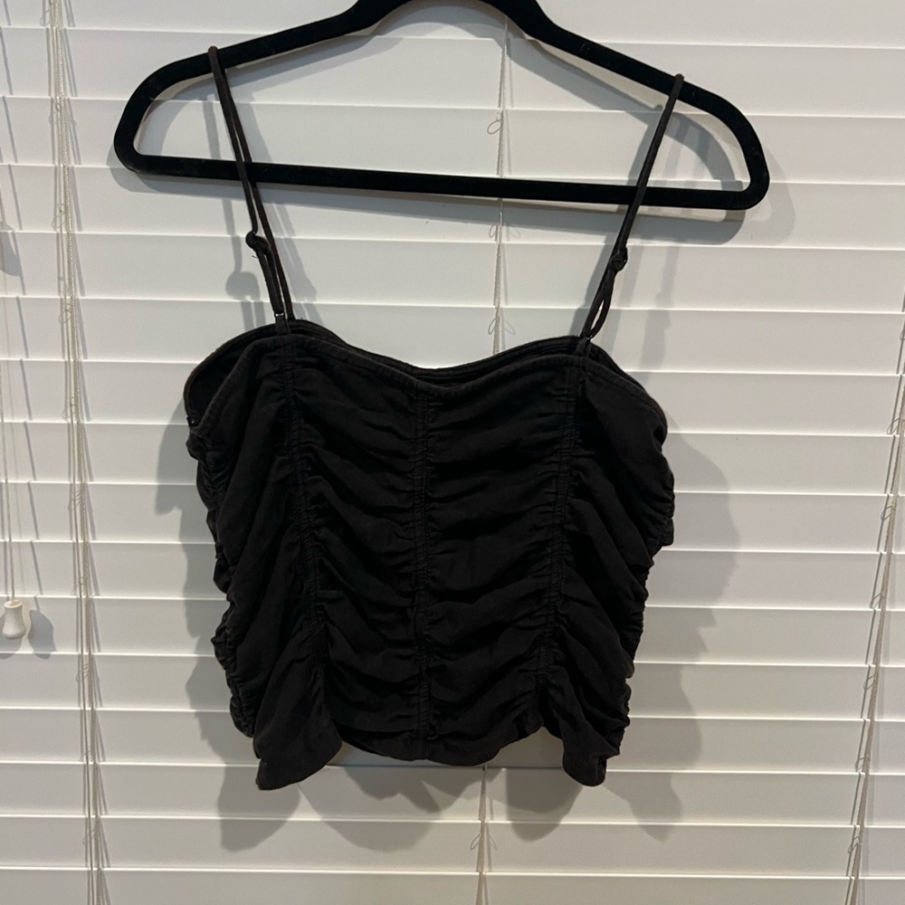 Free People Black Ruched Camisole Top
